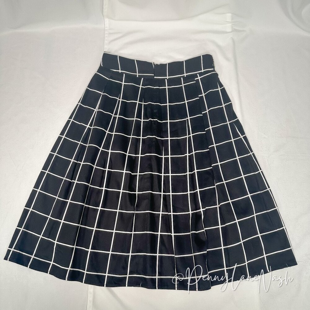 NWT Blue Rain Embellished Windowpane Skirt Size Small Black - Picture 5 of 13